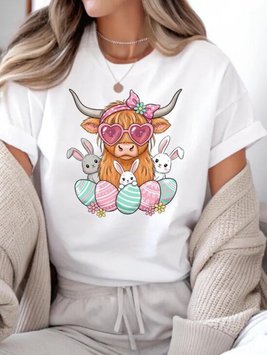Tops - Funny Cute Easter Shirt, Bunny Graphic Tee, Easter Day Gift